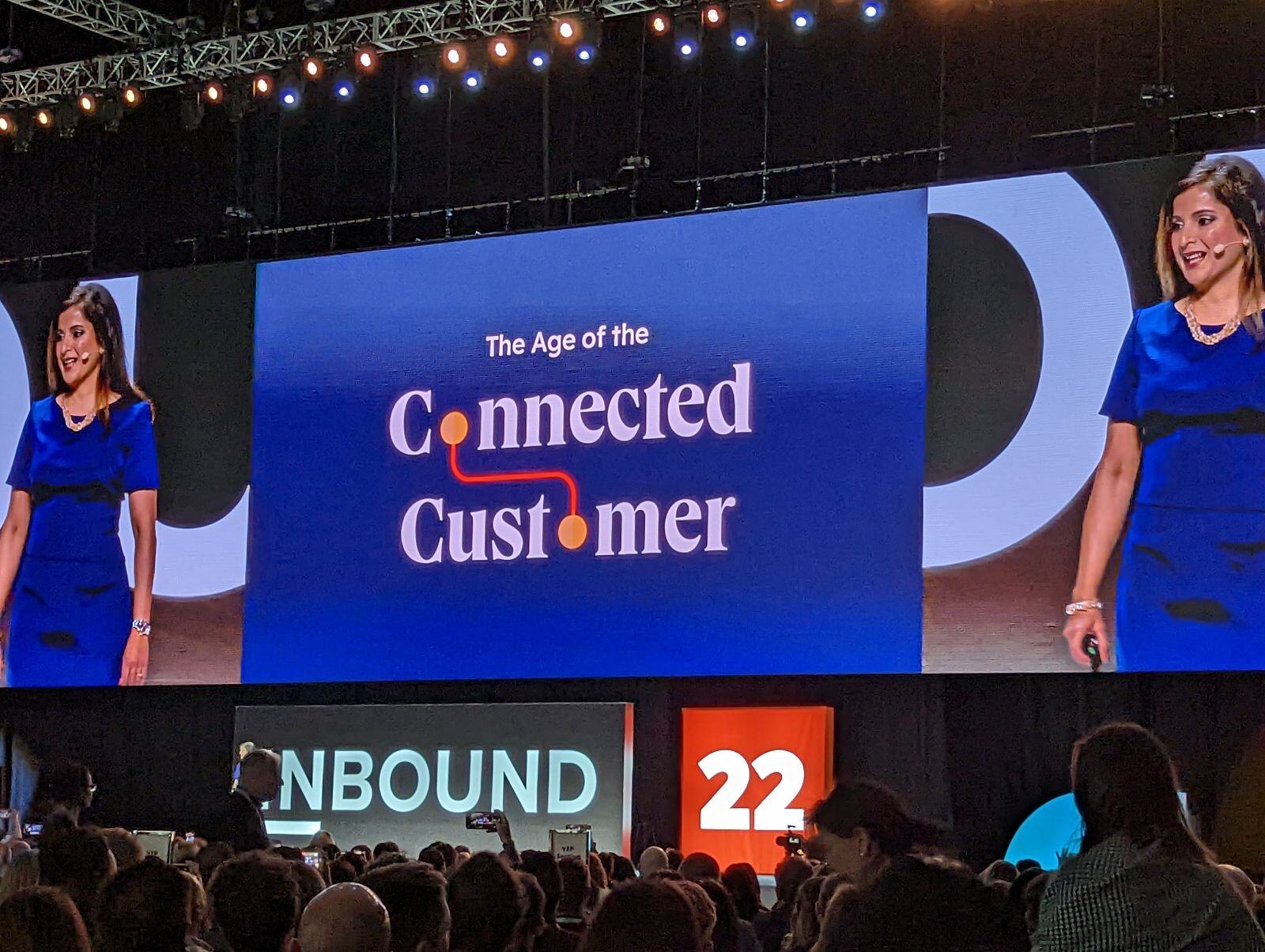 Yamini Rangan at Inbound 2022 presenting the new product updates