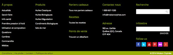 Pied de page - Boite de recherche - Maison Orhée