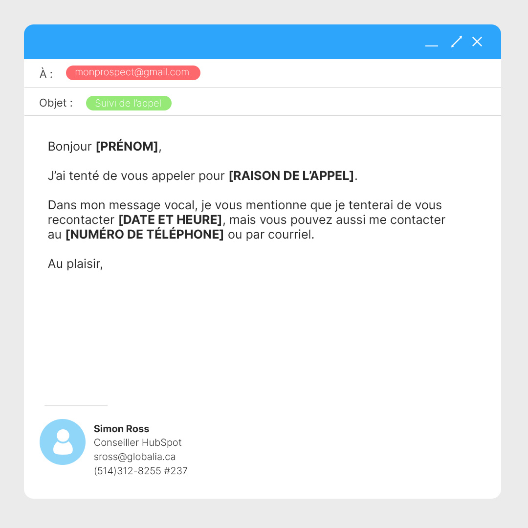 Modèles de courriels - sans réponse