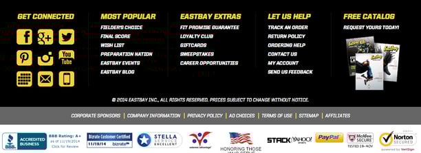 Footer - Espace pour la promotion du catalogue - Eastbay