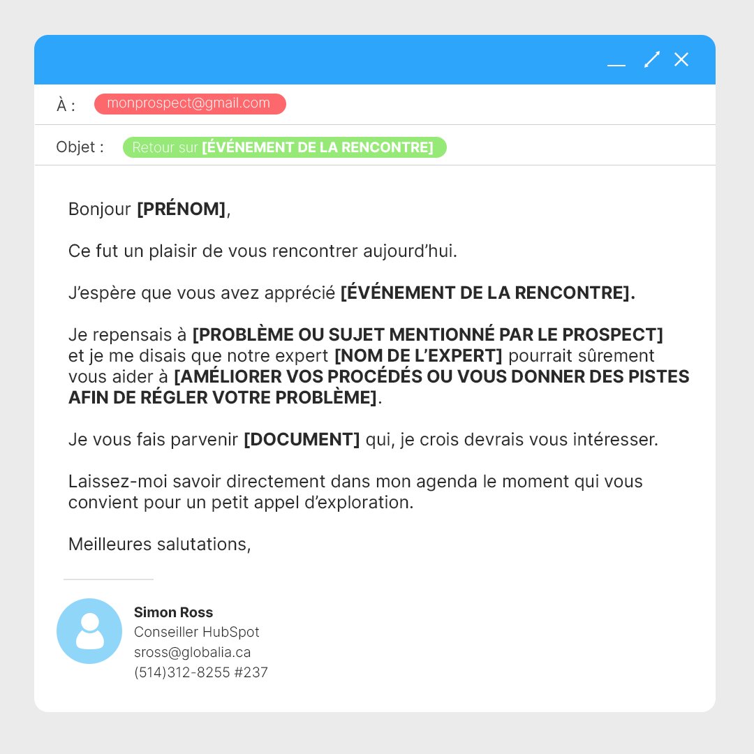 Modèles de courriels - après événement