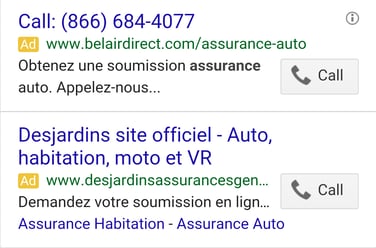 clic to call optimisé pour mobile