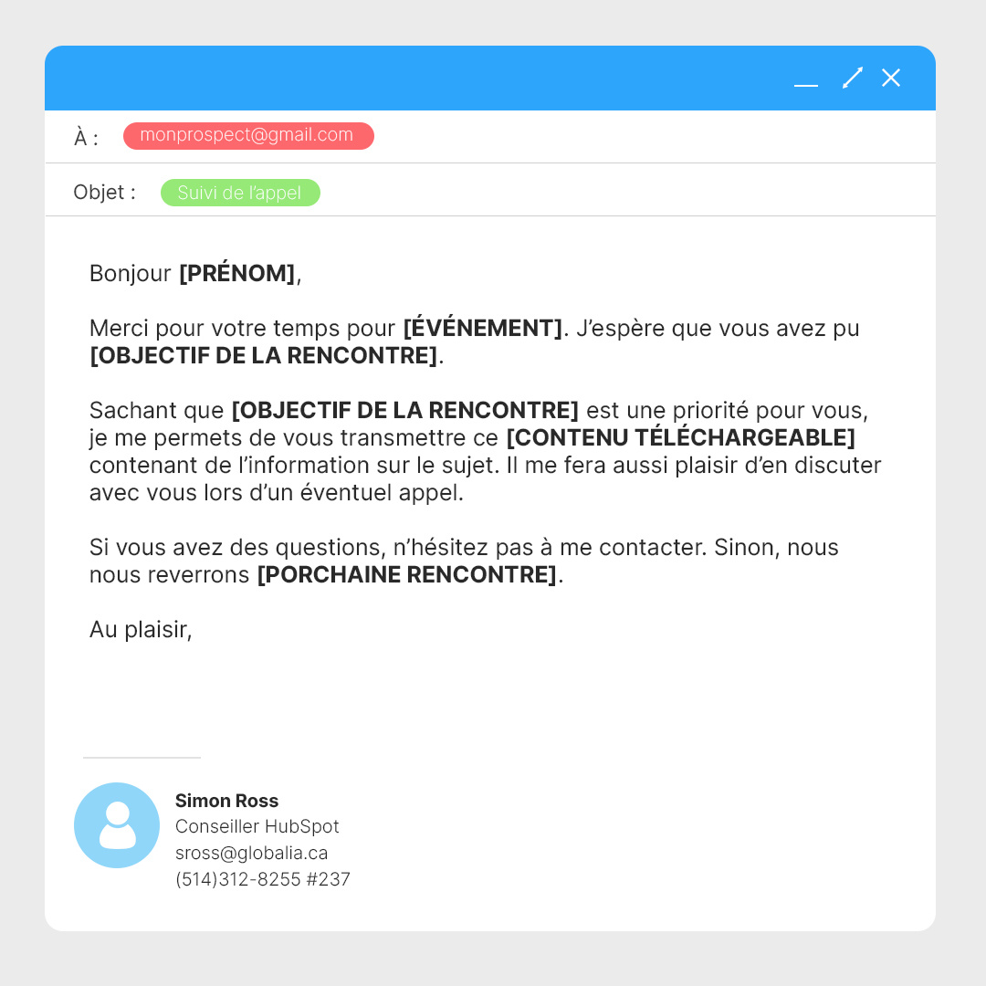 Modèles de courriels - envoi de templates