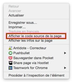 afficher le code source d'une page web