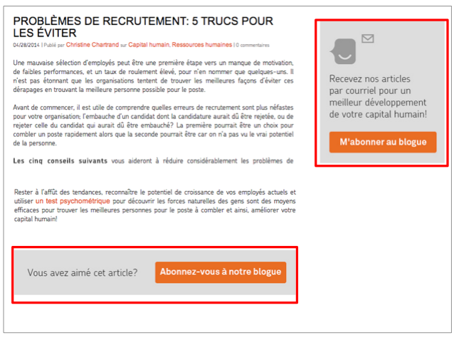 Appels à l'action multiples