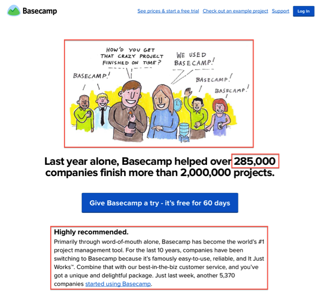 Exemple d'approbation sociale (social proof)