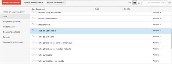 segment avancé Google Analytics