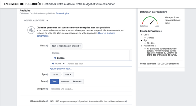 Gestionnaire de publicités Facebook