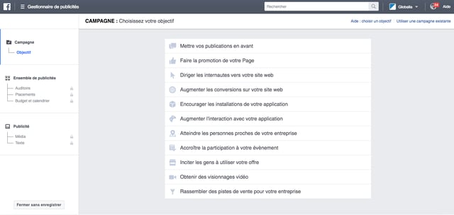 Gestionnaire de publicités Facebook