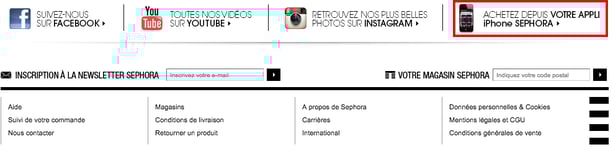 pied de page - promotion de l'application mobile - Sephora