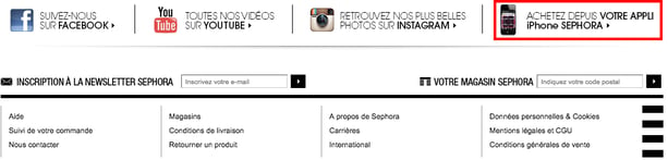 pied de page - promotion de l'application mobile - Sephora