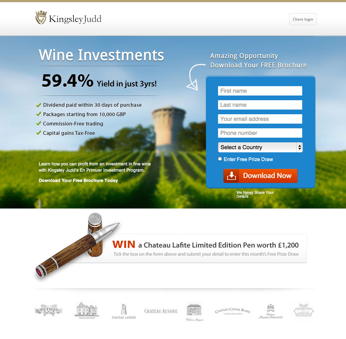 Page de destination utilisant les indices directionnels