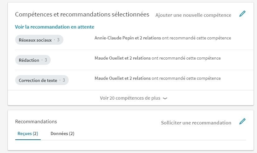 Recommandation LinkedIn