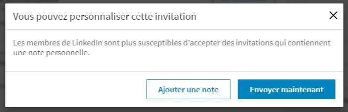 Capture d'écran du message d'invitation à rejoindre un réseau sur LinkedIn