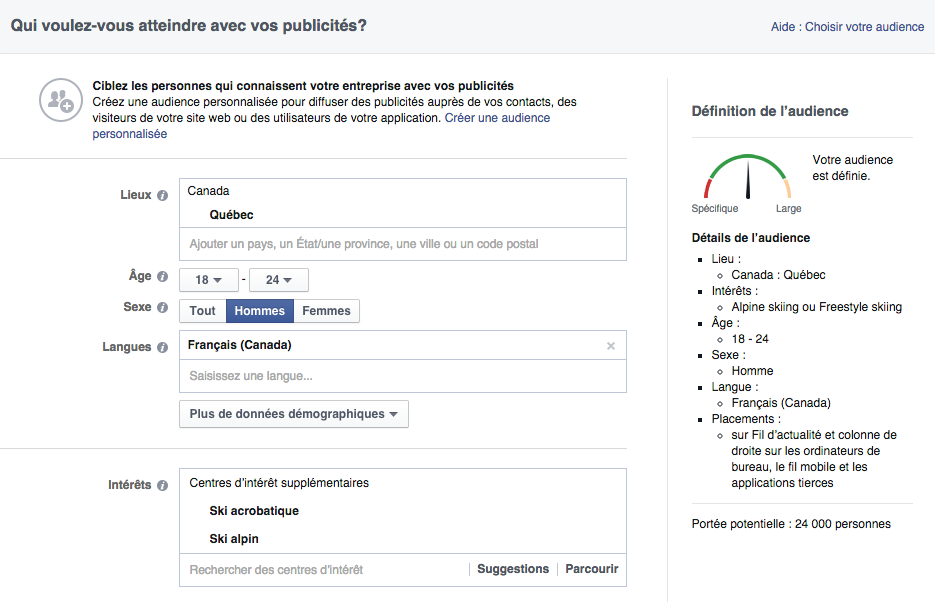 ciblage des publicités facebook