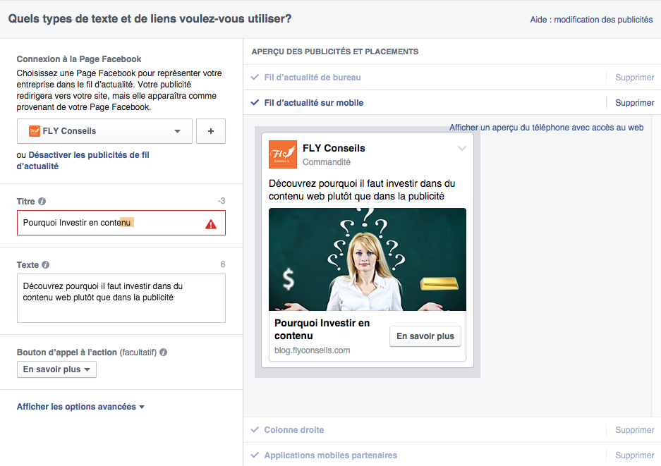 optimisation des formats publicitaires sur facebook